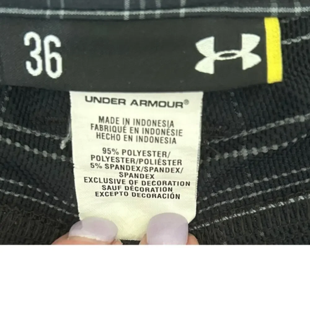 Under Armour Men Performance Shorts 36 Black‎ Plaid Comfort Athletic Activewear